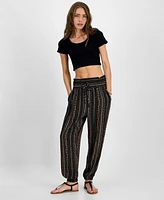 Kingston Grey Juniors' Smocked-Waist Joggers Pants
