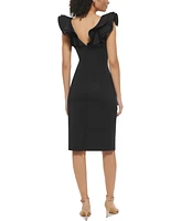 Eliza J Women's V-Neck Ruffle-Trim Sheath Dress