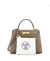 Pre-Owned HERMES Kelly 28 Handbag Grey Epsom with Gold Hardware
