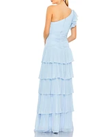 Women's Ruffle Tiered One Flutter Sleeve Gown