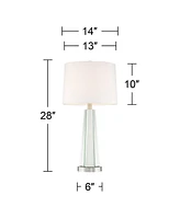 Braydon Modern Table Lamps 28" Tall Set of 2 with Usb Charging Port Brushed Nickel Metal Glass White Drum Shade for Living Room Bedroom House Bedside