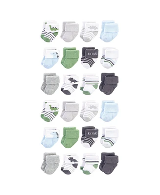 Hudson Baby Cotton Rich Baby Terry Socks 24-Pack, Boy Dino, 0-3 Months