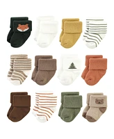 Hudson Baby Cotton Rich Baby Terry Socks 24-Pack, Harvest Bear, 6-12 Months