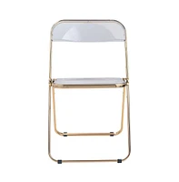Lawrence Acrylic Folding Chair With Gold Metal Frame