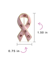 Bling Jewelry Crystal Accent Enamel Pink Ribbon Breast Cancer Survivor Brooche Pin Silver Gold