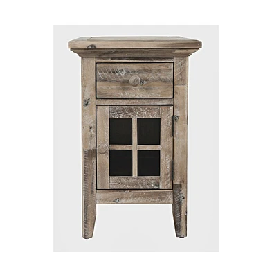 Rustic Shores Distressed Acacia Usb Charging Chairside End Table