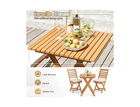 Folding Chair Table Set with Soft Seat Cushions and Table-White