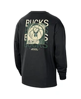 Nike Men's Black Milwaukee Bucks Courtside Oversized Long Sleeve T-Shirt