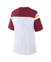Fanatics Women's White/Burgundy Washington Commanders Cheer Chant Fashion Crop Top