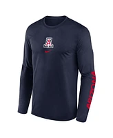 Nike Men's Navy Arizona Wildcats Primetime Center Lockup Two-Hit Legend Long Sleeve T-Shirt