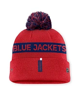 Fanatics Women's Red/Navy Columbus Blue Jackets Authentic Pro Rink Cuffed Knit Hat with Pom