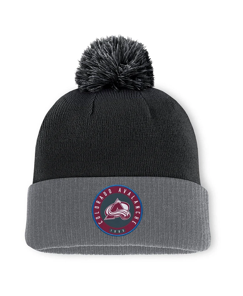 Fanatics Men's Black Colorado Avalanche Cuffed Knit Hat with Pom