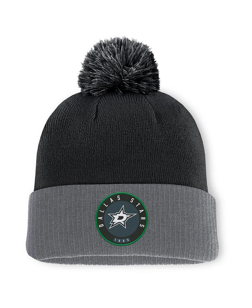 Fanatics Men's Black Dallas Stars Cuffed Knit Hat with Pom