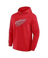 Fanatics Men's Red Detroit Wings Elements Blaze Tri-Blend Long Sleeve Hoodie T-Shirt