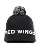 Fanatics Men's Black Detroit Red Wings Fundamental High Stick Cuffed Knit Hat with Pom