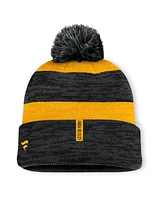 Fanatics Men's Black Pittsburgh Penguins Fundamental Red Line Cuffed Knit Hat with Pom