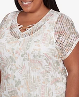 Hearts Of Palm Plus Spring Forward Short Sleeve Textured Top