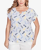 Hearts Of Palm Plus Making Waves Flip Flop Print Top