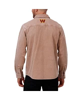 Fanatics Men's Brown Washington Commanders Garment Dyed Long Sleeve Full Snap Shirt