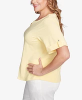 Hearts Of Palm Plus Making Waves Solid Short Sleeve Top