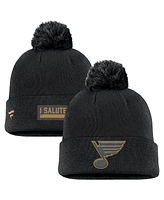 Fanatics Men's Black St. Louis Blues Military Appreciation Cuffed Knit Hat with Pom