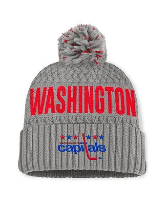 Fanatics Women's Gray Washington Capitals Heritage Tilly Cuffed Knit Hat with Pom