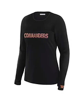 Wear by Erin Andrews x Gracie Hunt Women's Black Washington Commanders Mesh Panel Long Sleeve T-Shirt