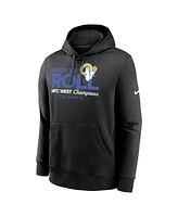 Nike Men's Black Los Angeles Rams 2024 Nfc West Division Champions Locker Room Trophy Collection Pullover Hoodie