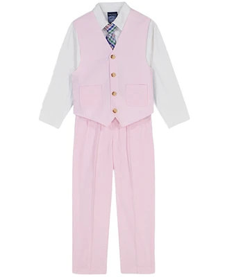 Nautica Toddler and Little Boys 4-Piece Seersucker Vest with Tie Set