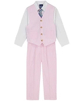 Nautica Toddler and Little Boys 4-Piece Seersucker Vest with Tie Set