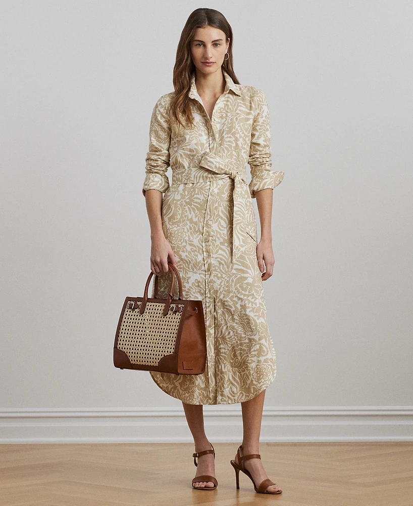 Lauren Ralph Petite 100% Linen Floral Shirtdress