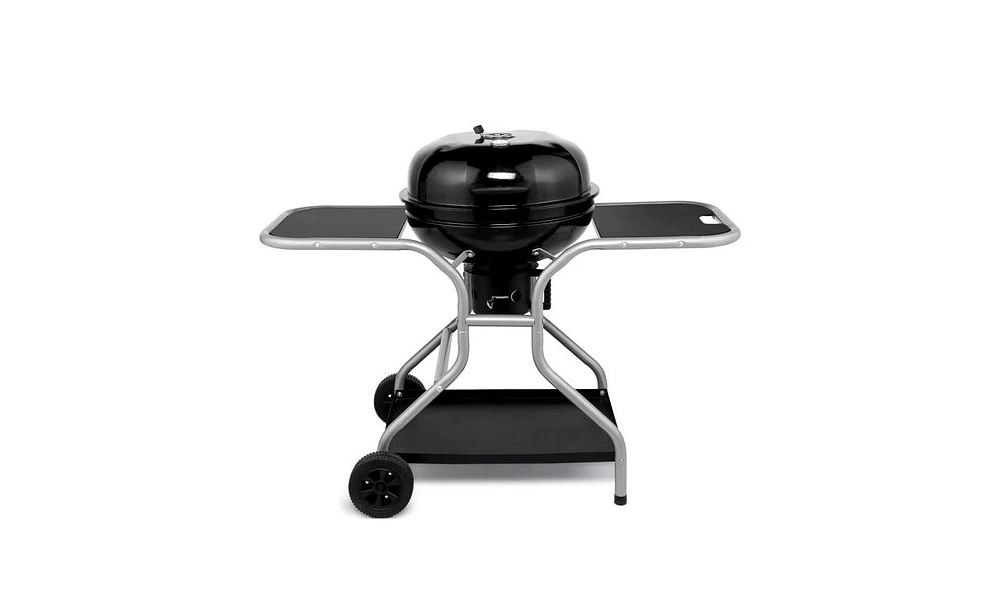 Charcoal Grill with 2 Side Tables – Outdoor Bbq Grill for Cooking and Food Prep