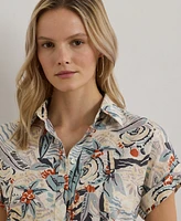 Lauren Ralph Petite Relaxed-Fit Print Short-Sleeve Shirt