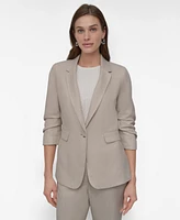 Dkny Women's Basketweave One-Button Ruched-Sleeve Jacket