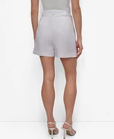 Dkny Women's High-Rise Pleat-Front Wide-Leg Shorts
