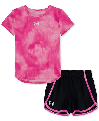 Under Armour Toddler & Little Girls Printed T-Shirt Woven Shorts, 2 Piece Set