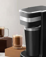 Elite Cuisine Personal Coffee Maker with Stainless Steel Interior Travel Mug