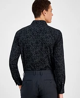 Bar Iii Men's Slim Fit Long Sleeve Button-Front Abstract Floral Print Shirt, Exclusively at Macy's