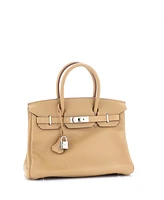 Pre-Owned HERMES Birkin 30 Handbag Brown Swift with Palladium Hardware