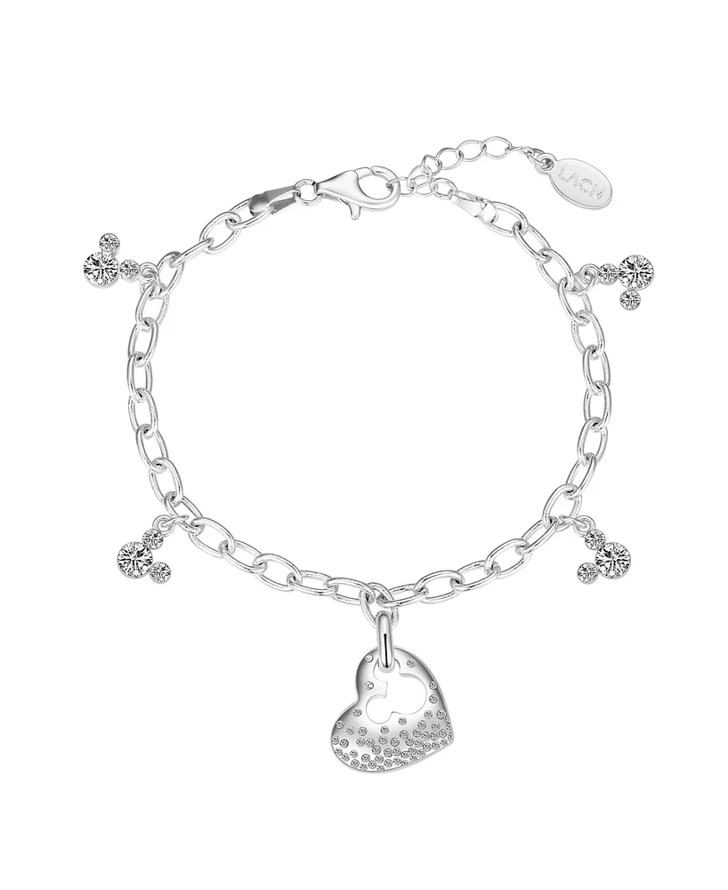 Disney Crystal Mickey Mouse Heart Charm Bracelet