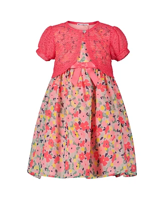 Blueberi Boulevard Toddler and Little Girls 2-Piece Floral Fit-and-Flare Dress with Coat Set