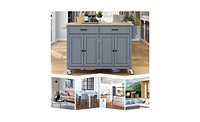 Kitchen Island Cart with 4-Door Cabinet and Ample Storage Space for Organization