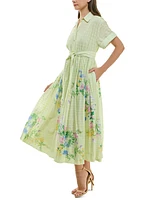 Taylor Women's Eyelet-Embroidered Belted Shirtdress