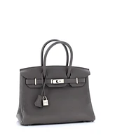 Pre-Owned HERMES Birkin 30 Handbag Grey Togo with Palladium Hardware