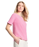 Jones New York Women's Elbow Ruffle Sleeve Crew Neck Top