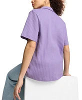 Puma Women's Wardrobe Essential Short-Sleeve Pointelle Shirt