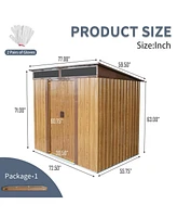 6ft x 5ft Outdoor Metal Storage with Transparent plate and Foundation for Backyard Garden Patio --Coffee