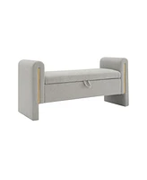 Modern Teddy Bed End Bench with Arms and Storage,Upholstered Large Foot Rest Stool, Comfy Window Vanity Bench for Living Room,Bedroom,Dorm,coffee Tabl