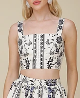 Avec Les Filles Women's Lace-Trim Crop Tank