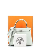 Pre-Owned HERMES Kelly 25 Handbag Grey Clemence with Palladium Hardware